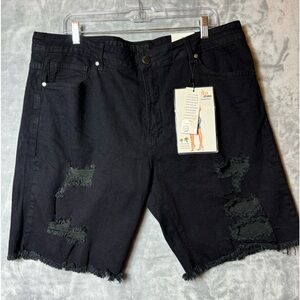 VIP Black Jean Shorts Plus Size 20 Longer Cutoff Style Goth NEW WITH TAGS